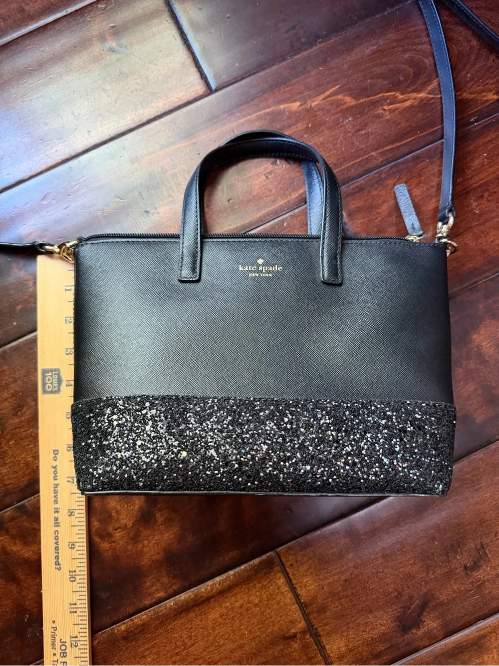 kate spade Black Glitter-Bottom Convertible Shoulder Bag
